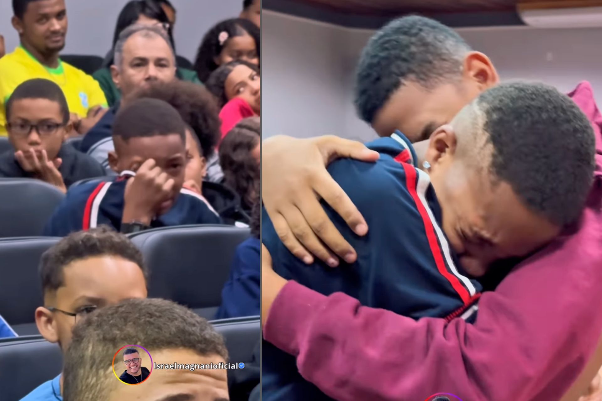O professor Israel Magnani tem um jeito diferente de combater o Bullying nas escolas. Em palestras, ele faz os agressores pedirem perdão e abraçarem o agredido. - Fotos: @israelmagnanioficial/Instagram