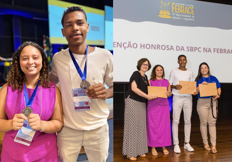 Dois alunos da rede pública do Piauí criaram um sistema que resfria ambientes de forma simples e sustentável, usando água da máquina de lavar roupa. Foram premiados. - Foto: reprodução redes sociais