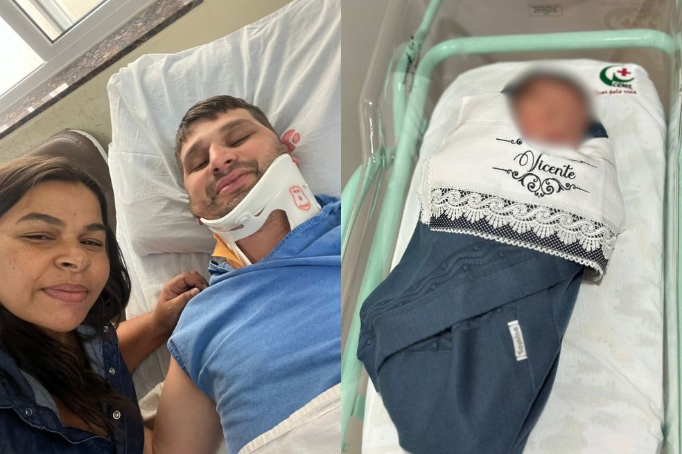 Marido de Luciana está se recuperando no hospital e Vicente recebeu alta. — Foto: Cedida/Luciana Araújo