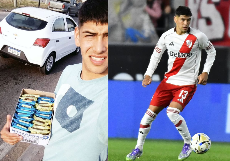 O jogador argentino Lautaro Rivero vendia doces pelas ruas de Buenos Aires e hoje comemora a convocação para a seleção do pais - Foto: Instagram