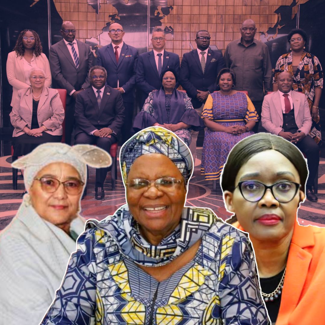 Mulheres no poder: a presidente, a vice e a presidente da Câmara da Namíbia, na África. - Foto: lot.ndamanomhata/fb, op.gov.na, @NamPresidency/X 
