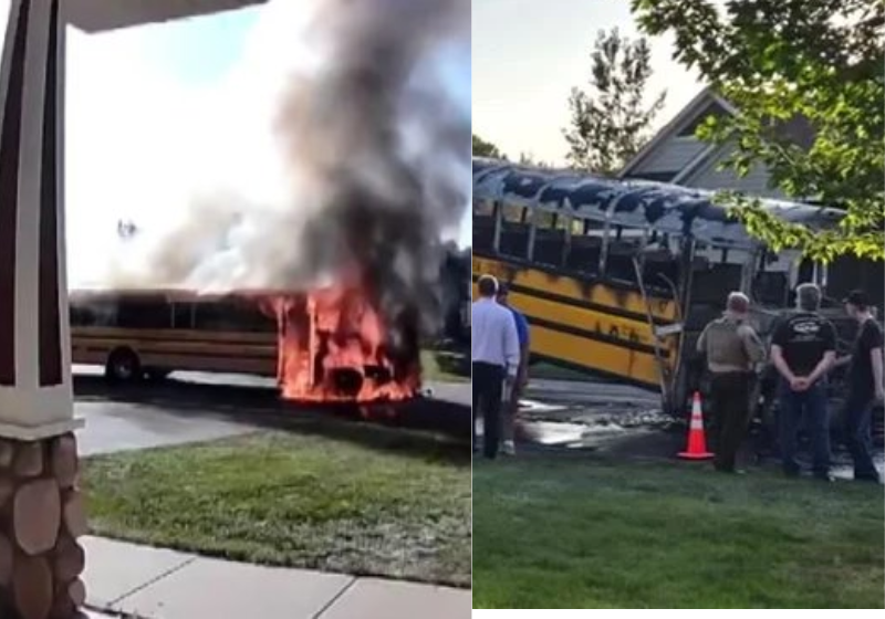 Junto com o motorista, a mãe Kari tirou 22 crianças de um ônibus escolar em chamas em Minnesota (EUA). - Foto: Kari Thorp