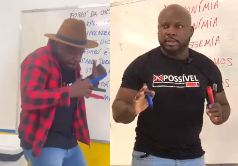 O professor viralizou ao fazer paródias com forró e samba para ensinar Português - Foto: redes sociais