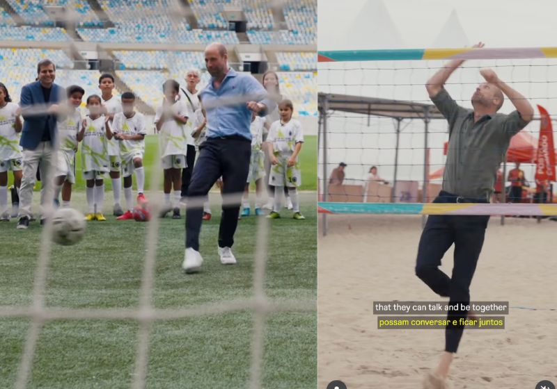 Príncipe William no Brasil: No Rio, joga futebol no Maracanã, vôlei descalço na praia, recebe as chaves da cidade e espalha carinho e alegria. - Fotos: reprodução/Instagram