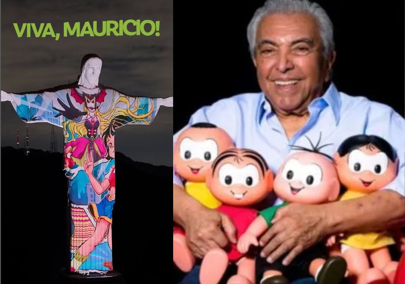 O pai da Turma da Mônica, Maurício de Sousa, fez 90 anos e recebeu uma homenagem linda no Cristo Redentor, no Rio de Janeiro. - Fotos: Instagram/MSP 90