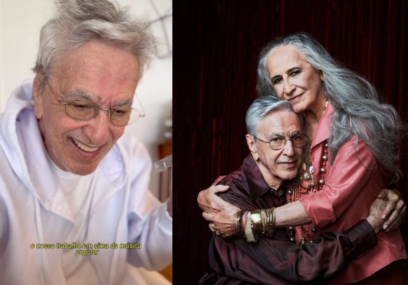 Assim que soube da indicação ao Grammy, Maria Bethânia mandou um áudio para o irmão Caetano Veloso, para parabenizar e comemorar. - Fotos: Instagram/Divulgação