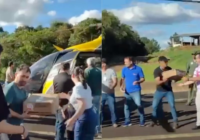 Após o tornado que atingiu o Paraná, neste final de semana, a comunidade se uniu numa corrente humana para ajudar as vítimas da tempestade. - Foto: Secom PR