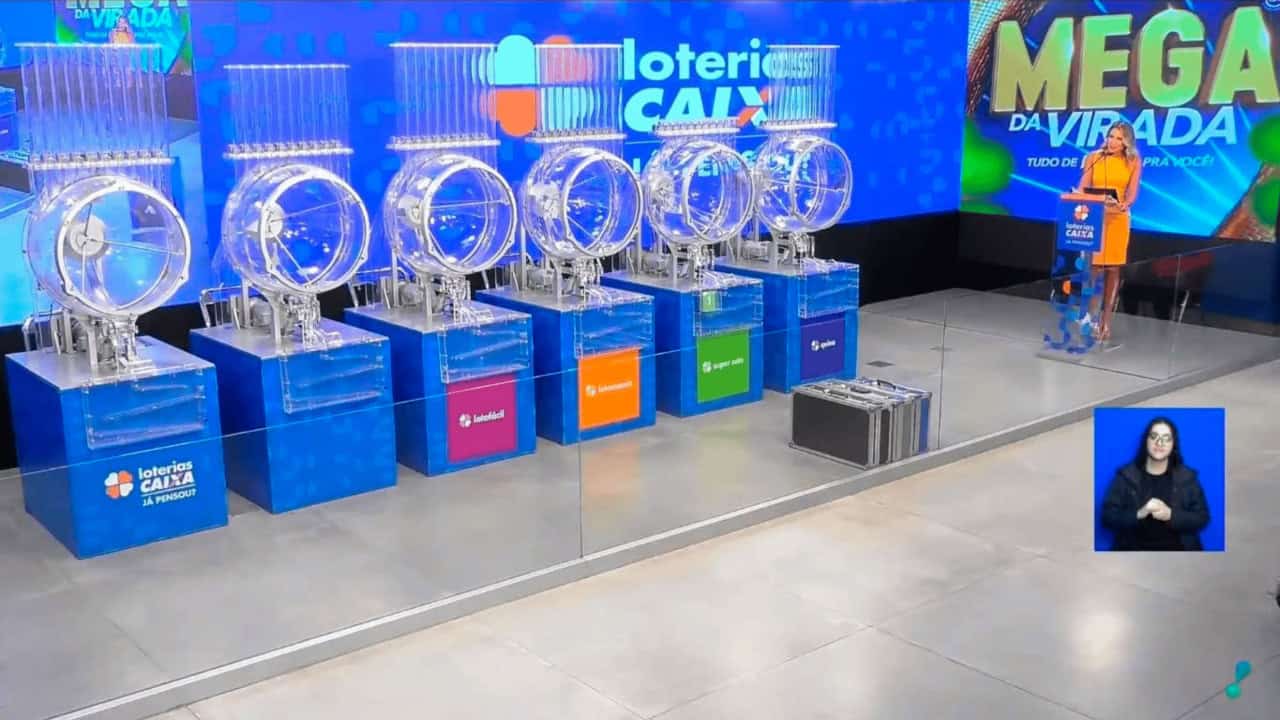 Foto de um sorteio da Mega da Virada – Foto: Reprodução/YouTube/Loterias Caixa