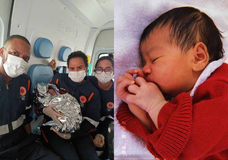 A bebê nasceu saudável graças a agilidade e preparo da equipe do Samu, que fez o parto dentro da ambulância - Foto: reprodução AgoraNews