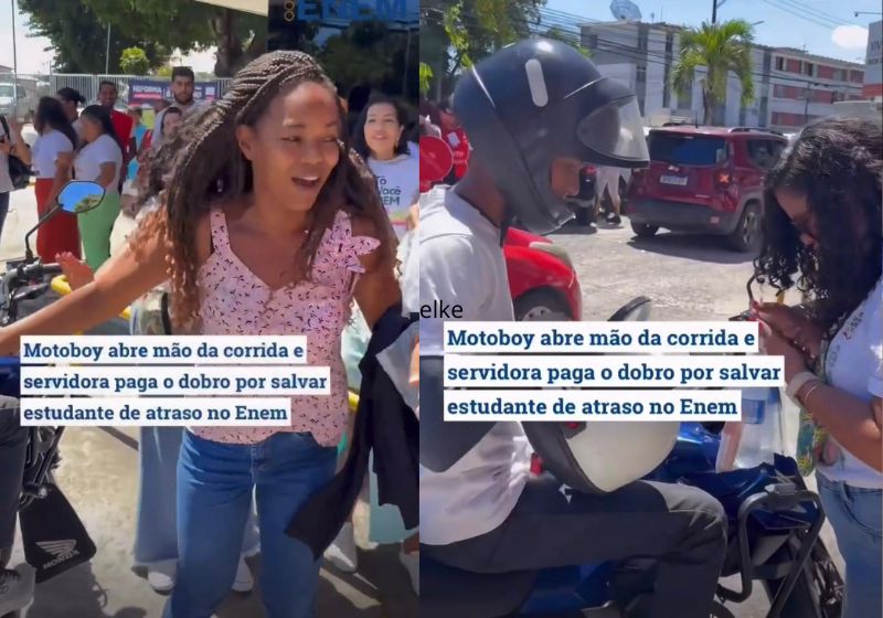 O mototaxista Mateus correu para a estudante chegar a tempo na prova do Enem e não cobrou a corrida. Uma mulher viu a boa ação e pagou em dobro. - Video reprodução/ A Tarde