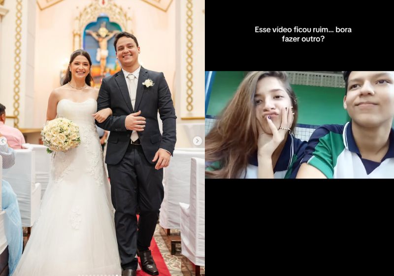 Iasmin e Davi, os dois melhores amigos de escola se casam 8 anos depois em Fortaleza (CE). O vídeo deles bateu 4,1 milhões de views. - Fotos: reprodução/Instagram
