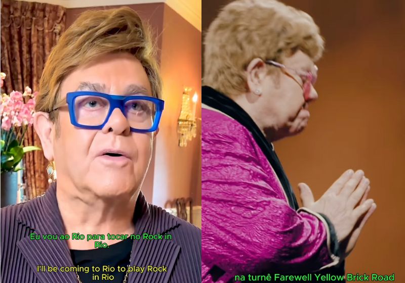 Elton John vem para o Rock in Rio 2026. Ele confirmou em vídeo que se apresentará em setembro. As vendas de ingressos começam no mês que vem. - Fotos: reprodução/Instagram