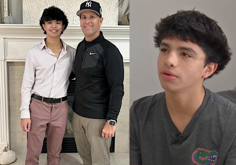 O adolescente Anthony salva a vida do padrasto, Mike, que uma parada cardíaca, usando a técnica do RCP que aprendeu na escola. - Fotos: reprodução/WIVBTV