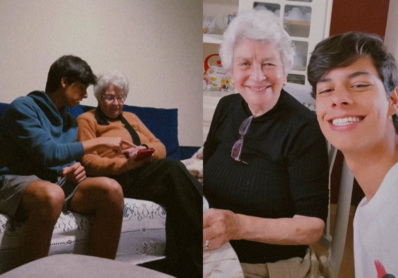 As duas idosas adotaram um adolescente que saiu do interior para estudar na capital do Paraná. - Foto: reprodução Instagram