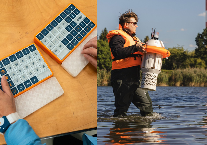 O teclado para quem tem Parkinson e um sistema de monitoramento de água através de IA ganharam o destaque no James Dyson Award 2025 - Foto: divulgação