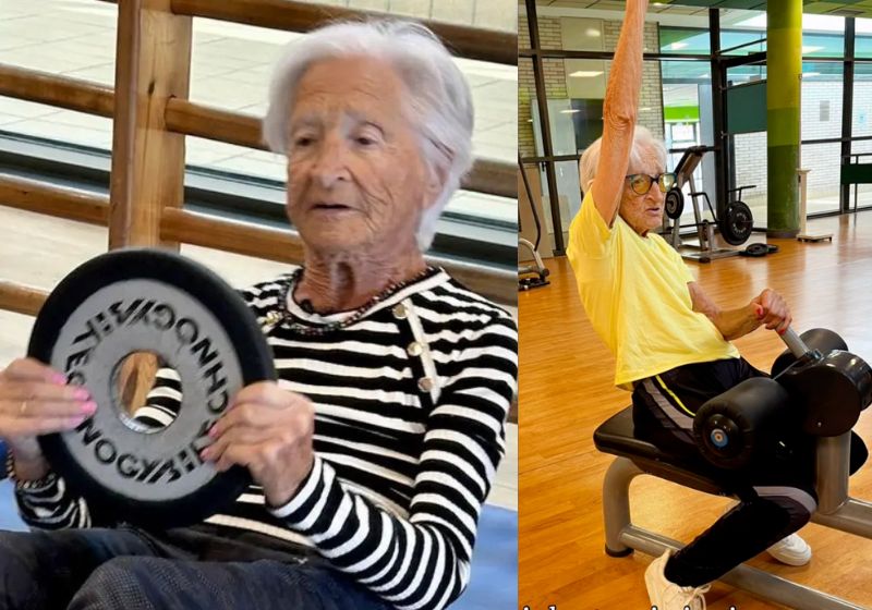 Iñaxi Lasa, a idosa de 101 anos que treina 2 horas por dia na academia é da Espanha e tem mais de 112 mil seguidores nas redes. - Fotos: reprodução/Instagram