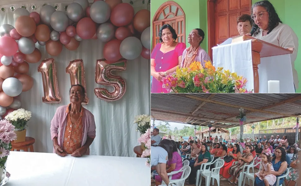 Dona Nina, a centenária brasileira que completou 115 anos este mês, mora no ES. Quase 200 pessoas foram na festa dela. - Foto: arquivo pessoal