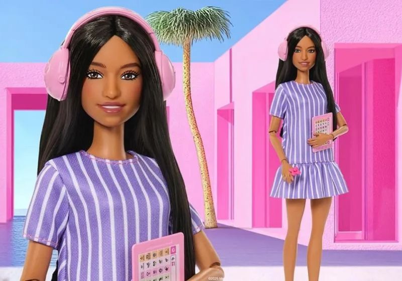 A Barbie com autismo vem com acessórios sensoriais e ajustes no design do corpo e do vestuário da boneca lançada pela Matell. - Foto: divulgação