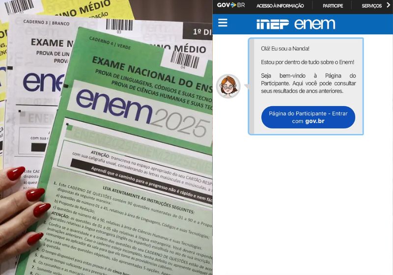 As notas do Enem 2025 estão a partir desta sexta, 16, no Página do Participante. Podem ser usadas para para o SISU, Prouni e Fies. - Fotos: gov.br