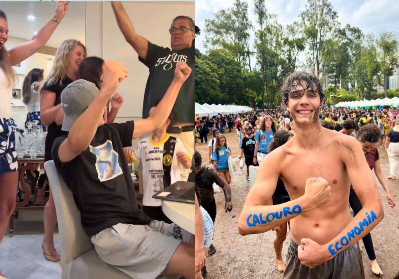 A comoração da família do Arthur foi tão grande, ao descobrir que o filho foi aprovado na federal, que o vídeo viralizou nas redes. - Fotos: reprodução/Tiktok