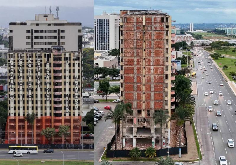 A implosão do prédio histórico do Hotel Torre Palace, em Brasília, será neste domingo, 10h, e vai dar lugar a um novo complexo de luxo - Fotos: agência Brasília