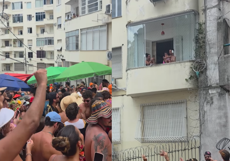 Os foliões puxaram Baby Shark para um bebê, durante a passagem de um bloquinho no Rio de Janeiro - Foto: redes sociais