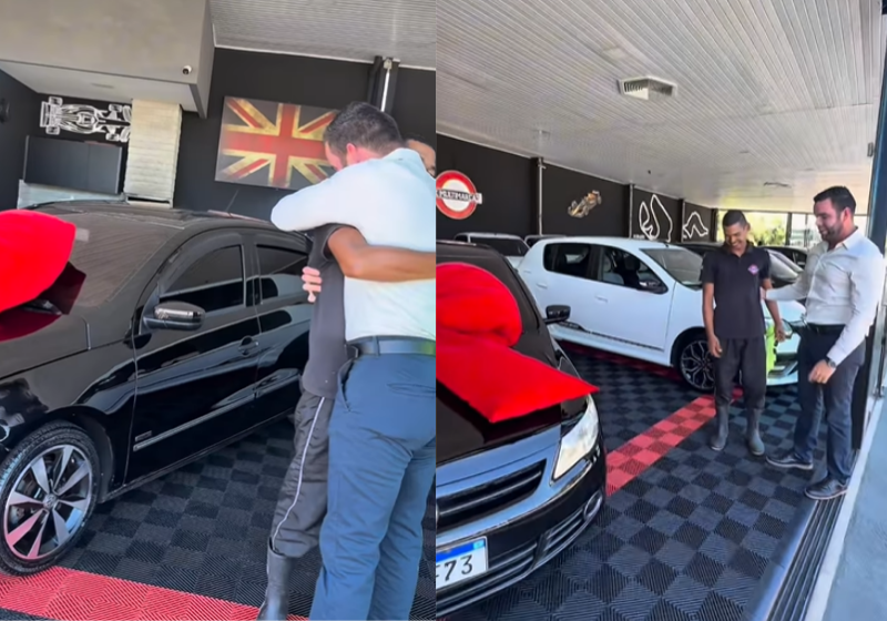 Um patrão deu um carro de presente para um funcionário, que trabalha com ele desde os 18 anos - Foto: redes sociais
