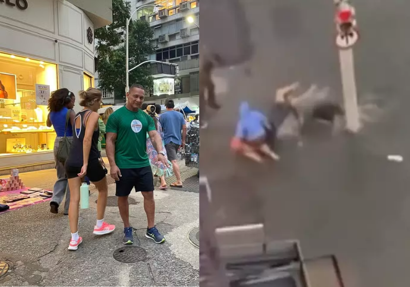 O educador enfrentou a chuva e conseguiu salvar a jovem, que sofreu um choque elétrico - Foto: Extra