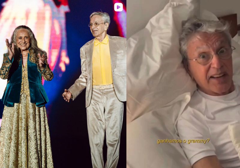 Caetano Veloso e Maria Bethânia souberam que ganharam o Grammy 2026 através de Paula Lavigne. Eles nem estavam assistindo à transmissão. - Fotos: divulgação/Instagram