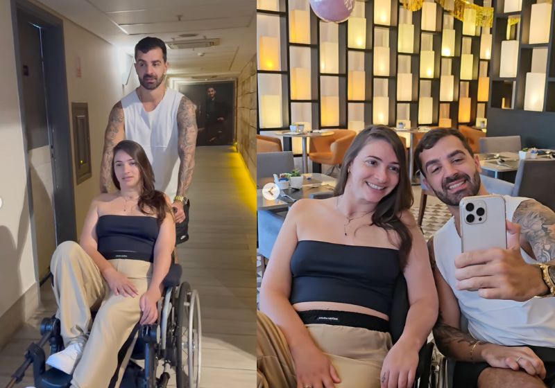 Laís Souza e Bruno, o paciente tetraplégico que voltou a andar após a injeção da polilaminina conversaram muito e trocaram experiências - Fotos: reprodução/Instagram
