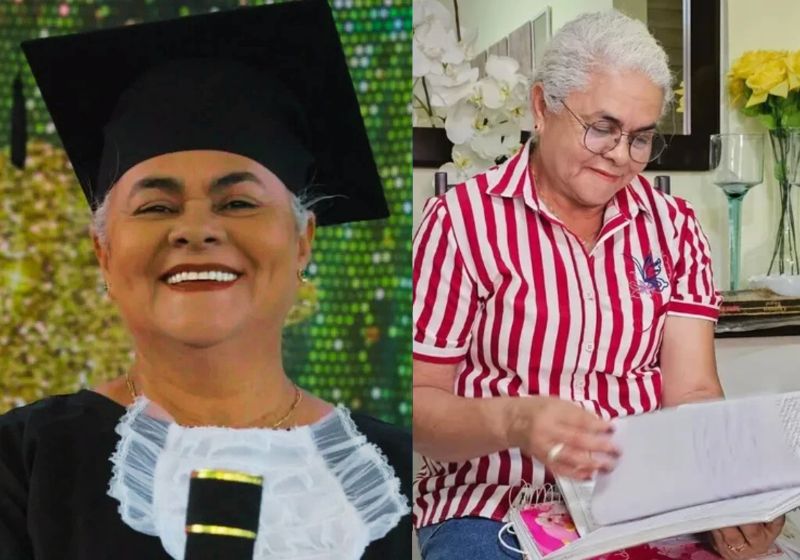 Dona Josélia uma costureira idosa, de 65 anos da Bahia, impedida de estudar pelo marido durante 4 décadas, foi aprovada na UFRB. - Fotos: Edilson Araújo/SEC Bahia