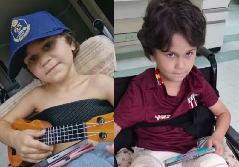 O menino caiu do décimo andar e sobreviveu. Após um mês, ele esbanja alegria - Foto: arquivo pessoal