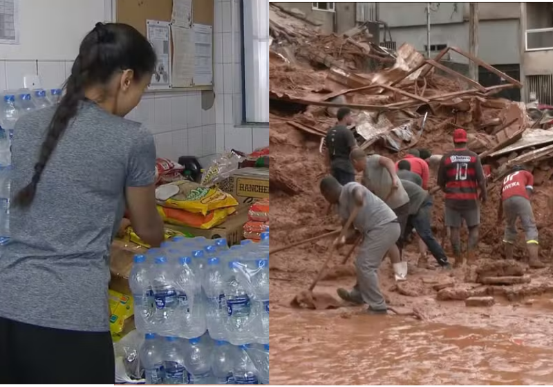 A população se uniu para ajudar as vítimas da chuva que atingiu Minas Gerais na última semana - Foto: Jornal Nacional/ Reprodução