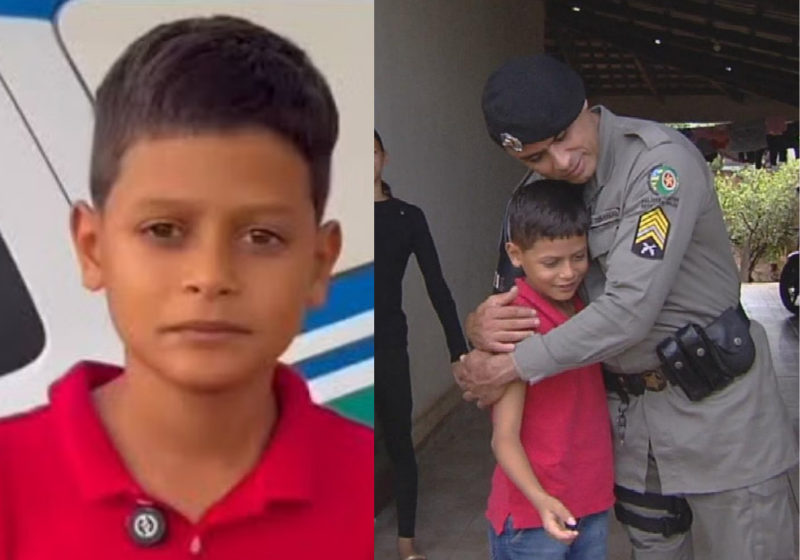 Os policiais se uniram e ajudaram o menino, que vendia bala na rua para comprar o material escolar - Foto: PM-GO