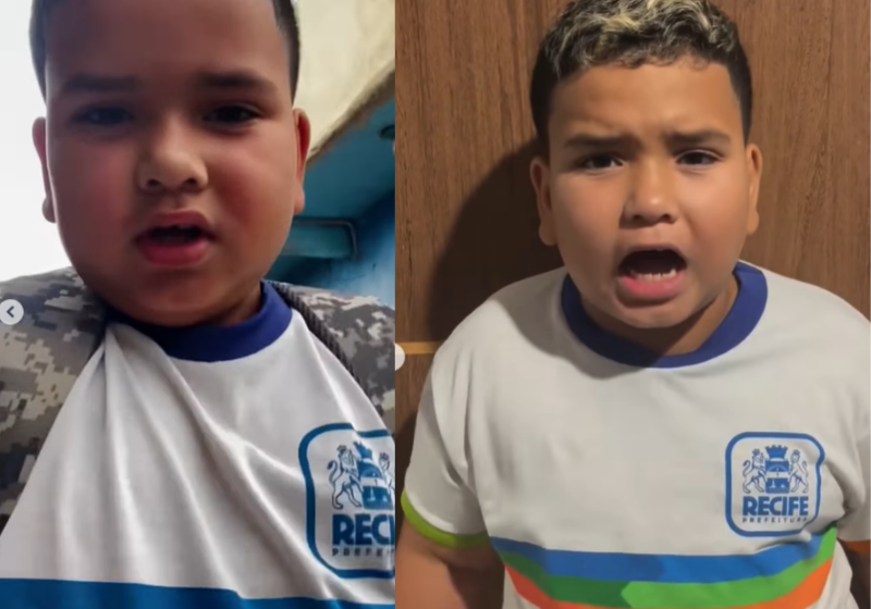O menino mandou o recado para o prefeito e reclamou da merenda escolar. O vídeo viralizou - Foto: redes sociais