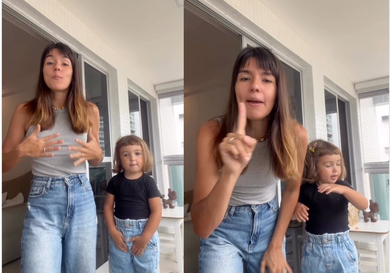 O vídeo da Maria Escovino, cantando a música lúdica, para ensinar a filha a se proteger abusos, foi visto mais de 600 mil vezes no Instagram. - Fotos: reprodução/Instagram