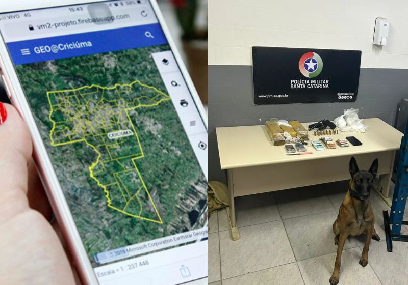 A adolescente foi salva do sequestro após mandar mensagem à mãe pelo celular. Dois homens envolvidos com tráfico de drogas foram presos em Criciúma. - Fotos: divulgação/PMSC