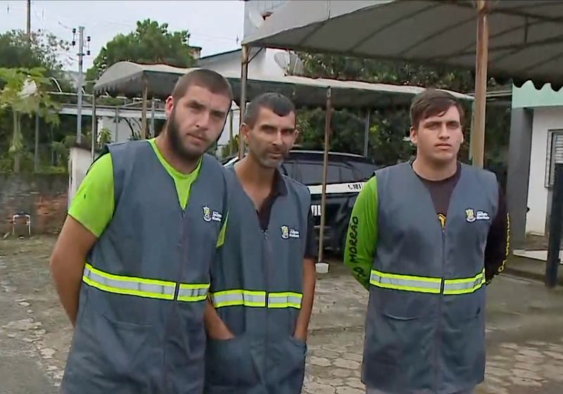 Os coletores de lixo encontraram a carteira com R$ 7 mil, em SC, levaram à delegacia e a dona, localizada no dia seguinte, chorou de alegria e agradeceu muito. Foto: reprodução/nsctv