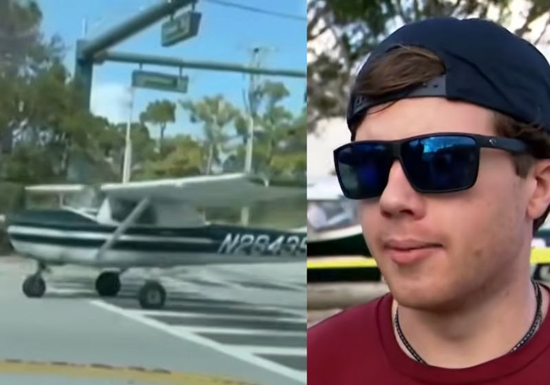 O caminhoneiro viu o avião em pane sobrevoando a estrada, reduziu a velocidade, parou o trânsito e fez o pouso de emergência do jovem piloto (foto) ser um sucesso, na Flórida (EUA). - Fotos: reprodução/CBS12News