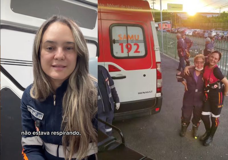 A equipe do Samu salvou o Theo, um bebê engasgado, porque a viatura estava parada esperando um borracheiro em Teresina (PI). - Fotos: reprodução/Instagram