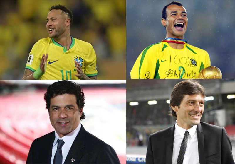 Os jogadores Neymar, Cafu, Raí e Leonardo mantém projetos sociais e educacionais no Brasil. - Fotos: arquivo