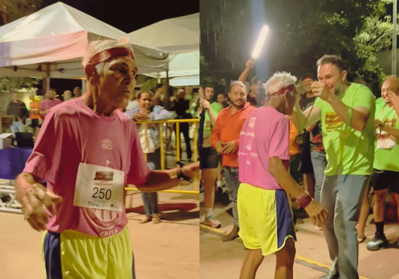 O idoso foi aplaudido e recebeu inúmeros elogios após completar a maratona. Ele tem 93 anos - Foto: redes sociais