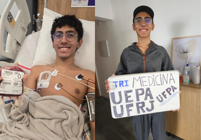 O jovem fez o Enem no hospital e agora comemora a aprovação em três universidades públicas - Foto: redes sociais