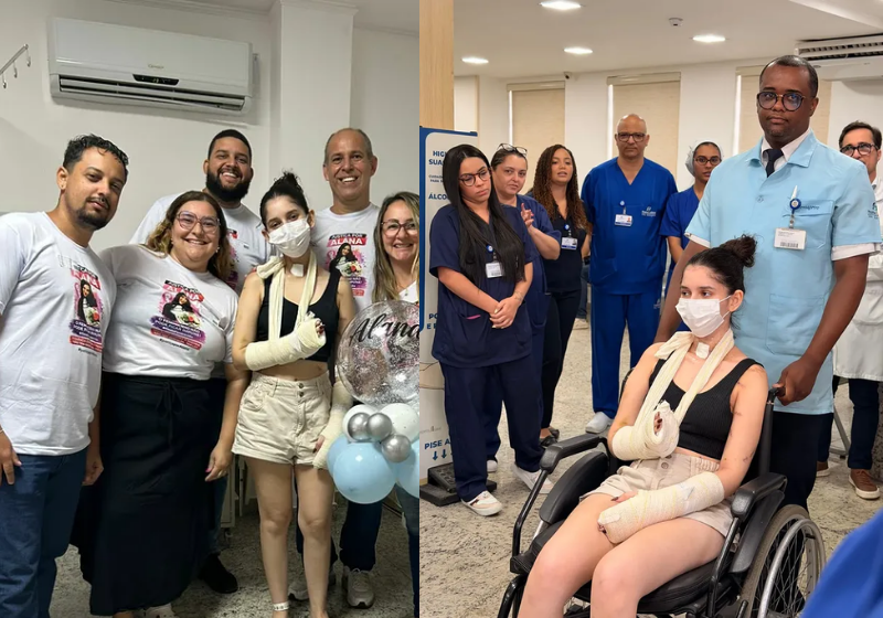A jovem foi esfaqueada após negar um pedido de namoro e agora recebeu alta hospitalar - Foto: redes sociais