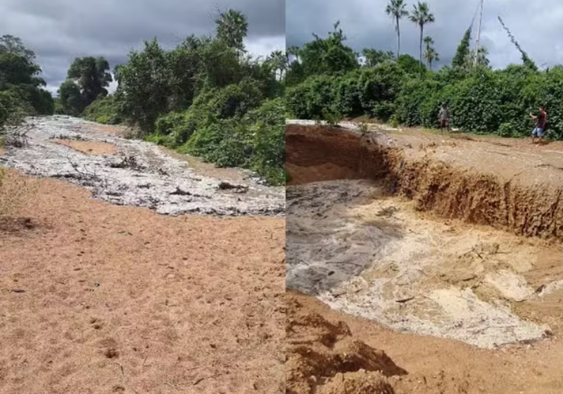 Um vídeo mostra como a água reaparece no leito de um rio no Piauí. A cena foi comemorada por moradores - Foto: Arquivo Pessoal/Rafael Coutinho
