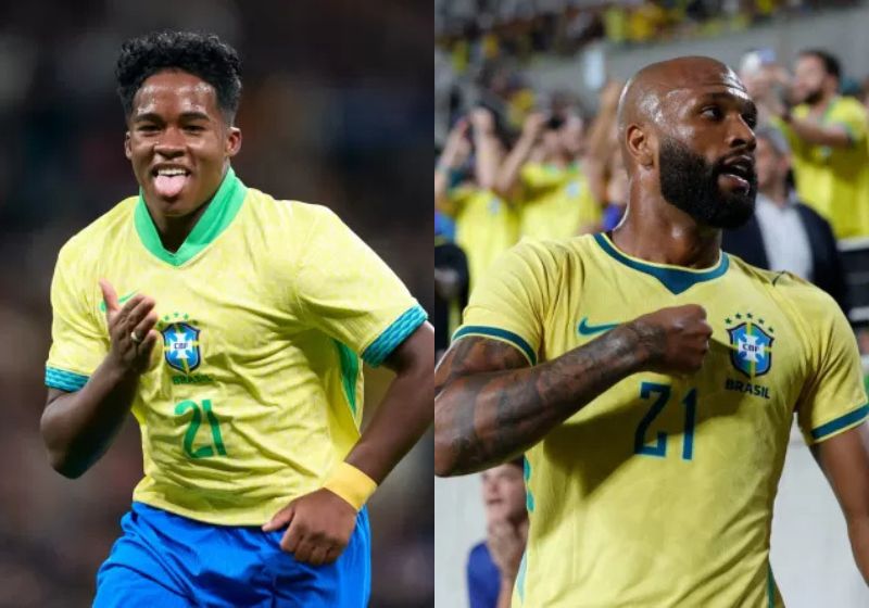 Enrick (à esq) e Igor Thiago foram os destaques da vitória do Brasil contra a Croácia ontem nos Estados Unidos. - Fotos: Mateo Villalba/Getty Images/Rafael Ribeiro/CBF