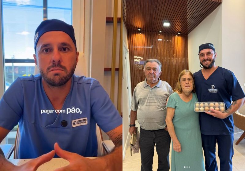 O dentista Raulino Brasil, denunciado por colegas ao CRO-SC por atender pacientes carentes gratuitamente em Palhoça (SC), vai cobrar valor simbólico de R$ 1 e manter a ajuda social. - Fotos: reprodução/Instagram/ @raulinobrasil
