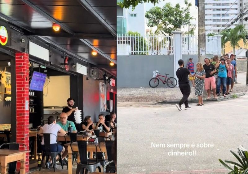 O restaurante que dá marmitas para pessoas com fome se chama Raul Carnes e Bebidas e fica Fortaleza. O vídeo bateu 1,2 milhão. - Fotos: reprodução/ TikTok/ @mardem_menezes