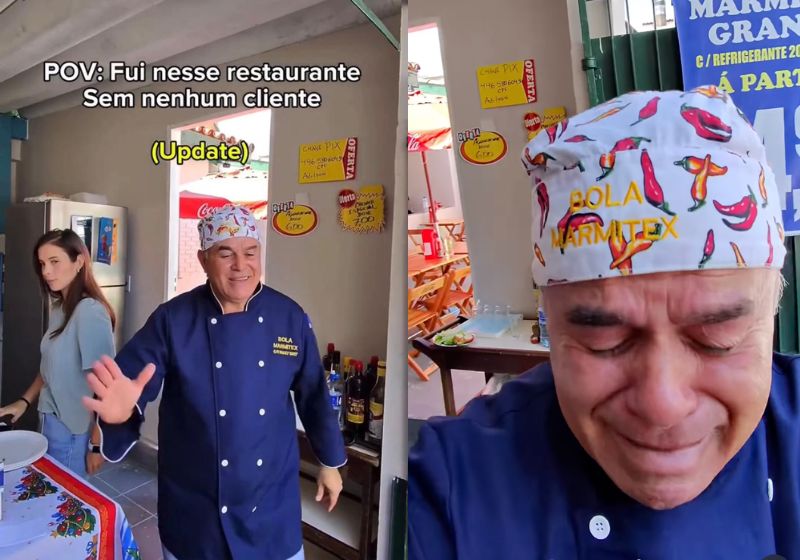 O vídeo do restaurante vazio, gravado em Jurubatuba (SP), bateu 2 milhões de visualizações e agora tem fila na porta. Dono chorou de alegria. - Fotos: reprodução/ Instagram/ @povspedro