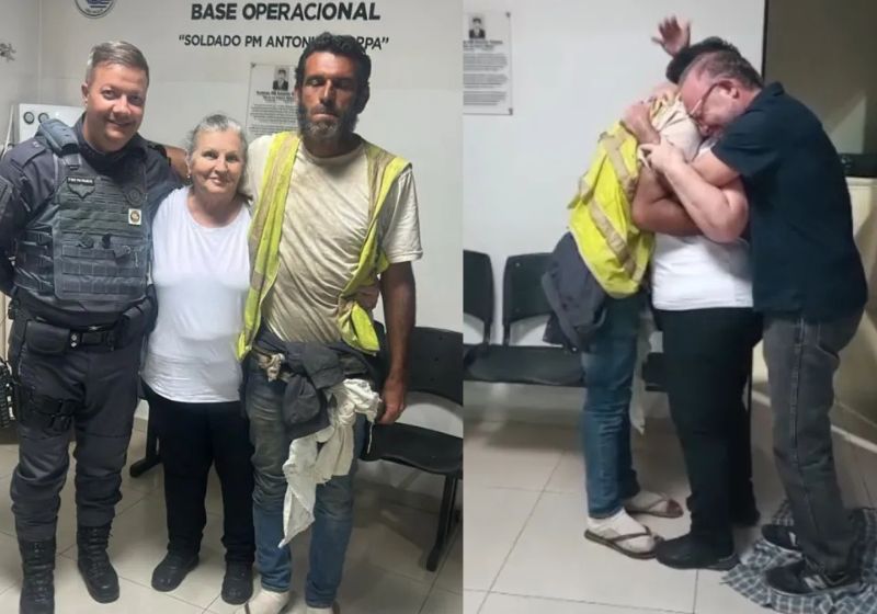 Felipe Morina Ribeiro, o professor desaparecido há 5 anos, foi encontrado caminhando numa estrada de SP. A mãe achava que ele tinha morrido. - Fotos: Divulgação/ PMRSP